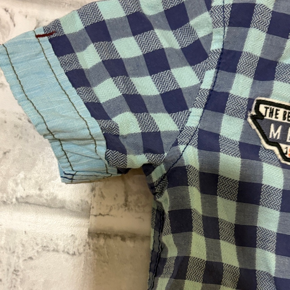 4/$20 Mexx Blue Checkered Kids Button-Down Shirt, size 6 - Picture 5 of 9